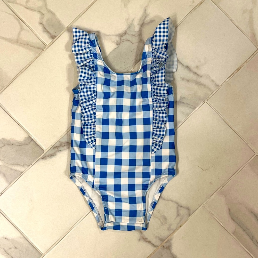 Baby Gap Blue and White Gingham Swimsuit